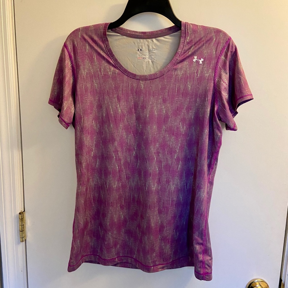 Under Armour Purple/Gray Heat Gear Shirt L -SOLD